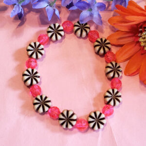 Pink & Brown Beads - Bracelet - Stretchy
