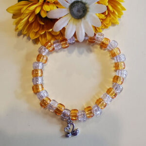 Yellow & Clear Beads w/ Swan Charm - Bracelet - Stretchy