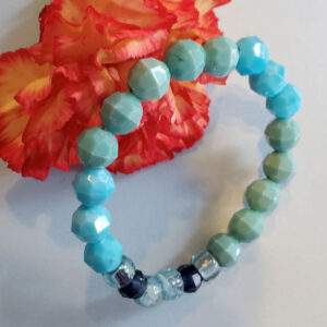 Green & Blue Beads - Bracelet - Stretchy