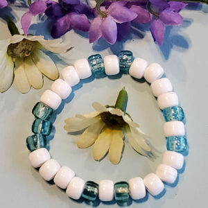 White & Blue Beads - Bracelet - Stretchy